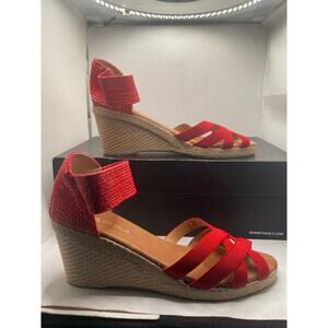André Assous Adin Red Espadrille Wedges Size EUR 41
